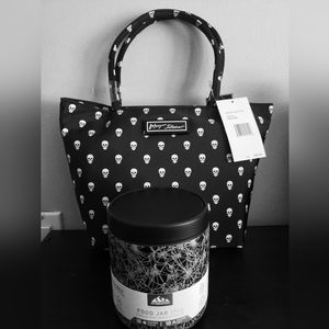 NWT Halloween black Lunch Bag w/ Spiderweb food storage container. SUPER CUTE.